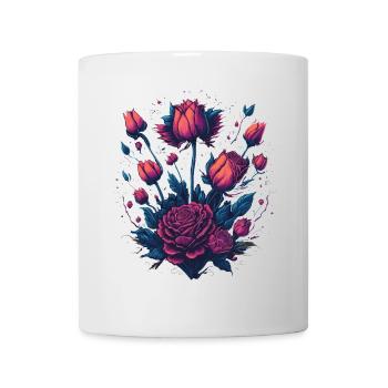 Rosen Strauch neon Tattoo Stil - Tasse - Weiß - Vorne