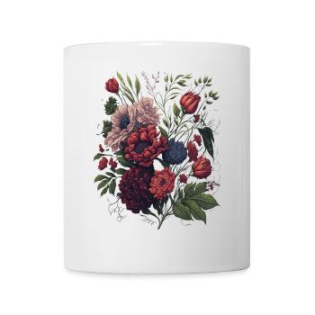 Vintage Blumen Bouquet Floral Art - Tasse - Weiß - Vorne