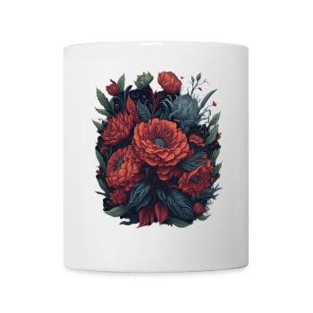 Vintage Blumen Motiv, Floral Frühlingsblumen - Tasse - Weiß - Vorne