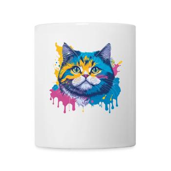 Color Splash Cat - Artistic Feline Expression - Mug - white - Front
