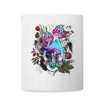 Psychedelischer Pilz mit Auge und Blumen - Tasse - Weiß - Vorne