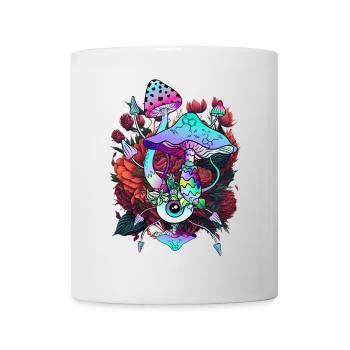 Blumen Pilze Augen psychedelische Pilzkunst - Tasse - Weiß - Vorne