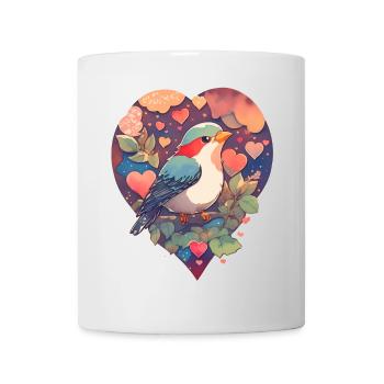 Vogel mit Herz - Tasse - Weiß - Vorne