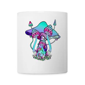 Pilze Neonfarben Pilzkunst - Tasse - Weiß - Vorne