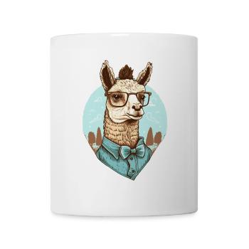 Nerdiges Lama mit Brille und Hemd - Tasse - Weiß - Vorne