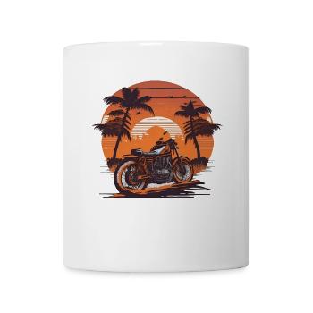 Vintage Motorrad bei Sonnenuntergang - Tasse - Weiß - Vorne