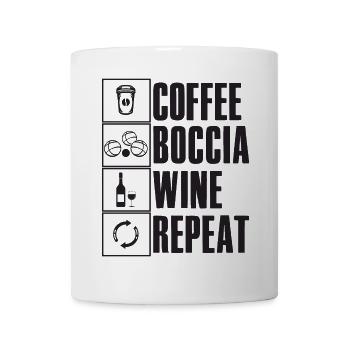Coffee Boccia Wine Repeat Spruch Bocciaspieler - Tasse - Weiß - Vorne