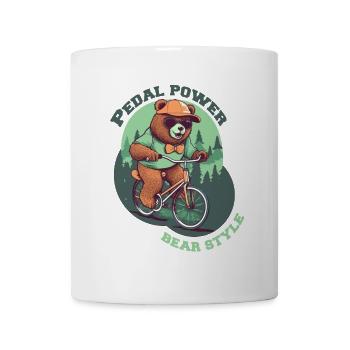 Pedal Power Teddy rides bike - Mug - white - Front