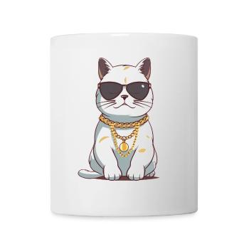 Cool cat with sunglasses and gold chain - Mug - white - Front