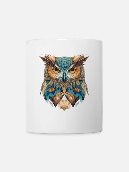 Geometrischer Eulenkopf - Tasse - Weiß