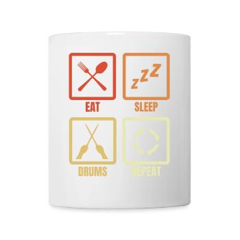 Manger, dormir, tambouriner, répéter - Mug blanc - blanc - Devant