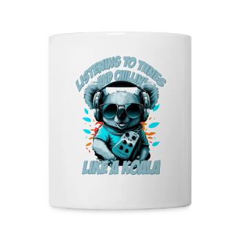 koala bear with lettering, Walkman and sunglasses - Mug - white - Front
