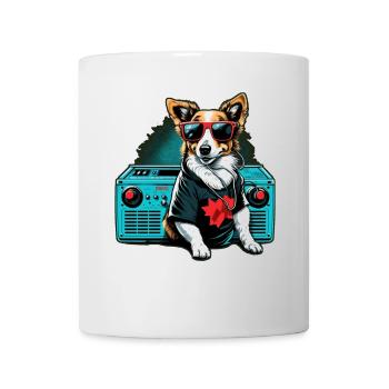 Hund mit grosser Boombox und Sonnenbrille - Tasse - Weiß - Vorne