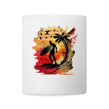 Surfeur cool à la première lumière du matin - Mug blanc - blanc - Devant