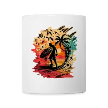Lässiger Surfer in der aufgehenden Sonne unter Pal - Tasse - Weiß - Vorne