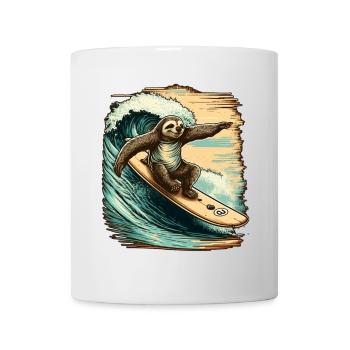 Le surf paresseux s’amuse dans les vagues - Mug blanc - blanc - Devant