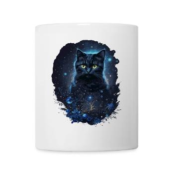 Chat noir mystique dans l’espace - Mug blanc - blanc - Devant