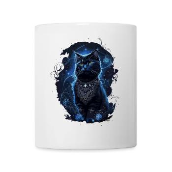 Chat noir dans le chat magique au clair de lune - Mug blanc - blanc - Devant