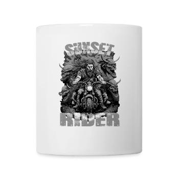 Sunset rider Motorradfahrer schwarz weiss - Tasse - Weiß - Vorne