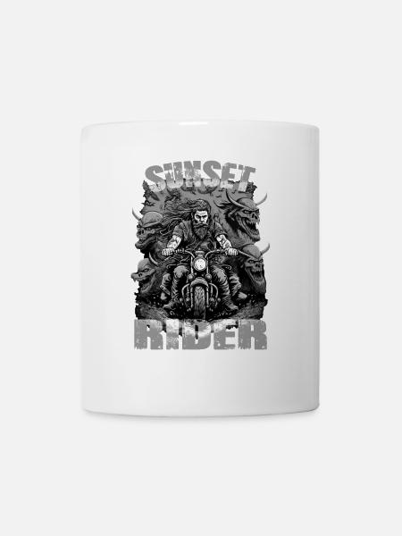 Sunset rider motocycliste noir et blanc - Mug blanc - blanc