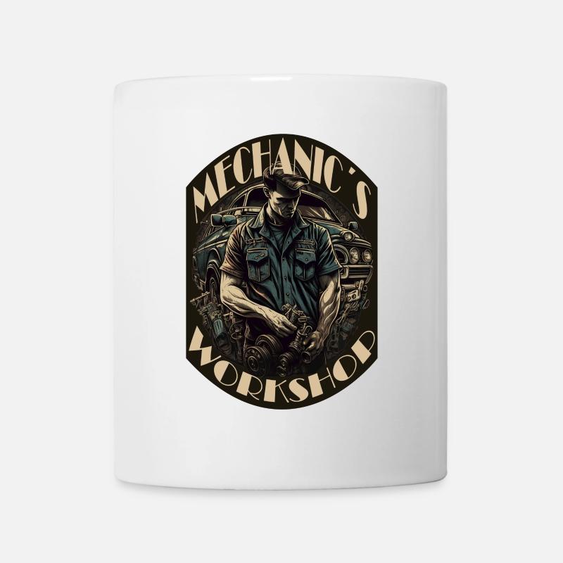 Car mechanic with lettering - Mug - white