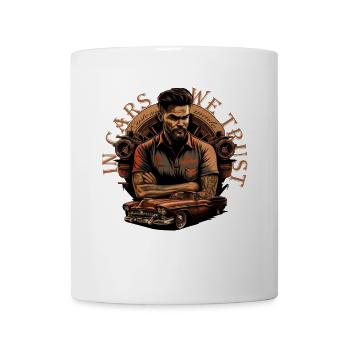 Oldtimer mit Schriftzug - Tasse - Weiß - Vorne