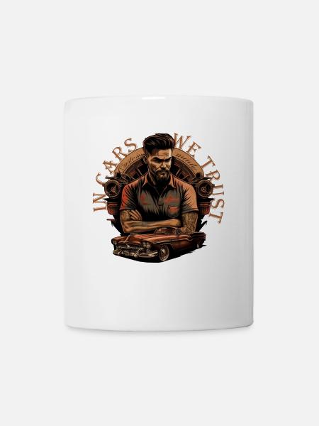 Oldtimer mit Schriftzug - Tasse - Weiß