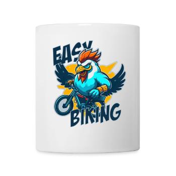 Coq avec vélo et lettrage - Mug blanc - blanc - Devant