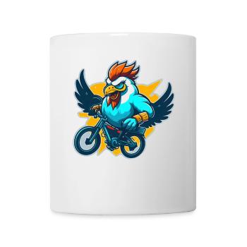 Coq avec vélo - Mug blanc - blanc - Devant