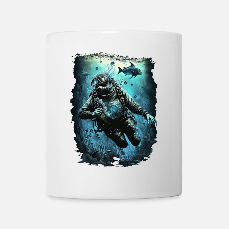 Taucher unter Wasser - Tasse - Weiß