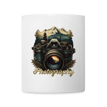 Photo camera with lettering - Mug - white - Front