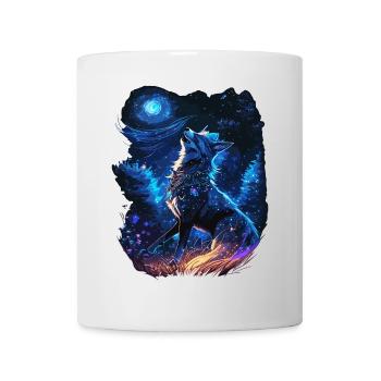 Loup hurlant dans la nature mystique - Mug blanc - blanc - Devant