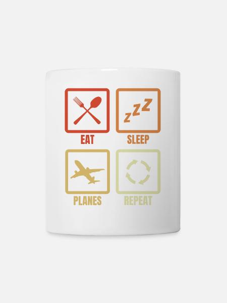 Nourriture, sommeil, avions à répétition - Mug blanc - blanc