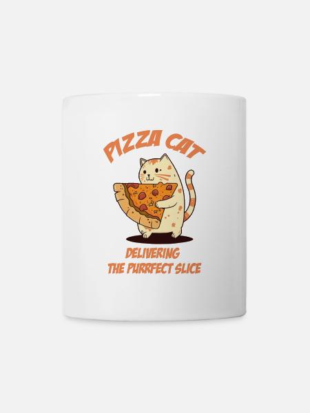 Katze trägt Pizzastück - Tasse - Weiß