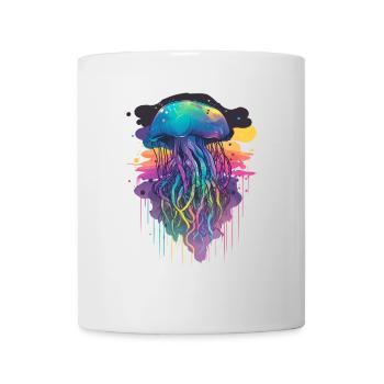 Grande méduse colorée - Mug blanc - blanc - Devant