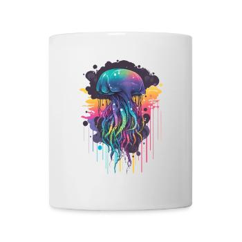 Grandes méduses colorées - Mug blanc - blanc - Devant