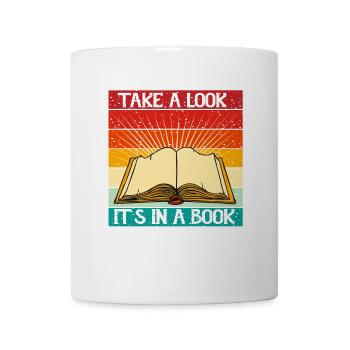 Schauen Sie mal rein, es ist in einem Buch - Retro - Tasse - Weiß - Vorne