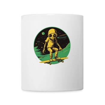 Alien auf Skateboard - Tasse - Weiß - Vorne