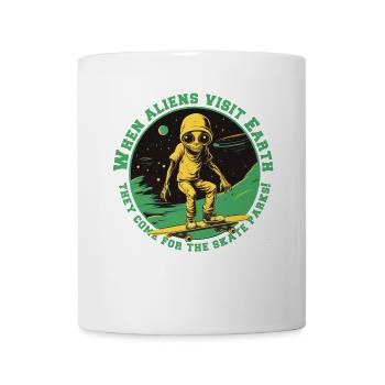 Skateralien im All mit Schriftzug - Tasse - Weiß - Vorne