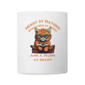 Katze mit Buch - Tasse - Weiß - Vorne