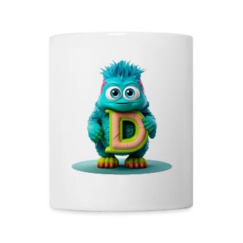 Buntes Monster mit hellem Buchstaben D - Tasse - Weiß - Vorne