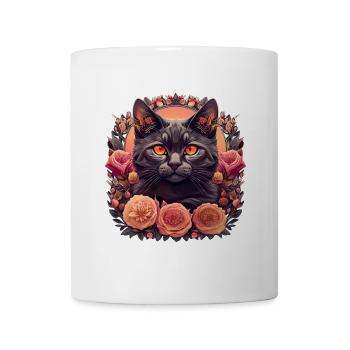 Floral Katze - Tasse - Weiß - Vorne