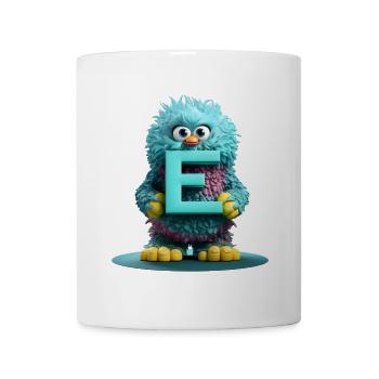Fluffy monster with the Letter E - Mug - white - Front