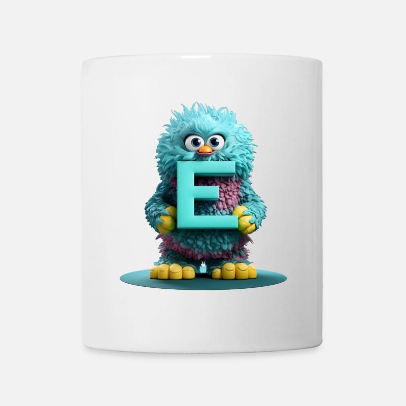 Monstre moelleux avec la lettre E - Mug blanc - blanc