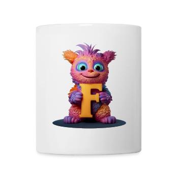 Mehrfarbiges Monster mit F - Tasse - Weiß - Vorne