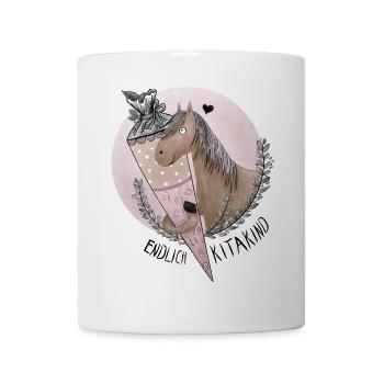Endlich Kitakind Pferd mit Schultüte - Tasse - Weiß - Vorne