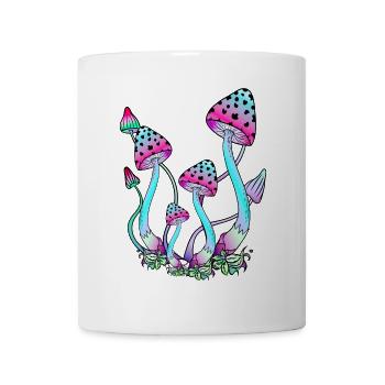 Champignons de couleur néon, art des champignons psychédéliques - Mug blanc - blanc - Devant
