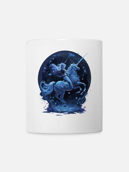 Licorne mystique avec cavalier - Mug blanc - blanc