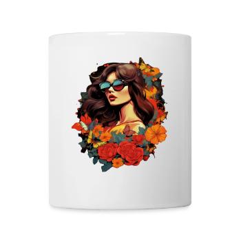 L’élégance florale avec des papillons - Mug blanc - blanc - Devant