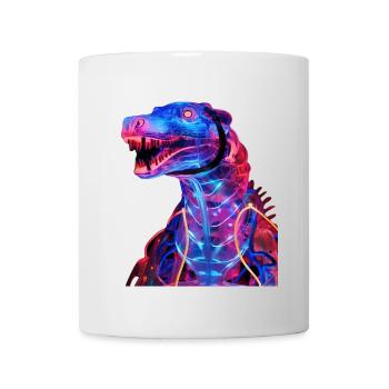 Neon-Dino mit futuristischem Flair - Tasse - Weiß - Vorne